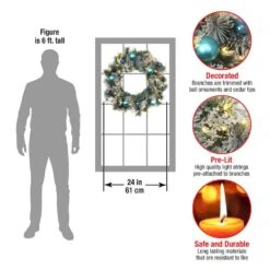 24 In. Artificial Tinkham Pine Wreath With LED Lights -Christmas Decor Shop national tree company christmas wreaths smp64 300 24wb1 76 1000