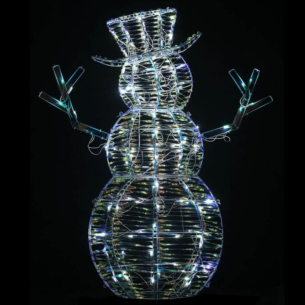 4 Ft. Pre-Lit Iridescent Snowman 6 4 Ft. Pre-Lit Iridescent Snowman - Image 4