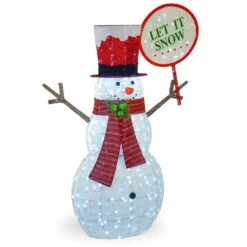 66 In. Mesh Fabric With Glitter Snowman With 400 White LED Lights