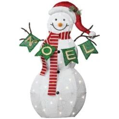 37 In. Pre-Lit Snowman With NOEL Sign