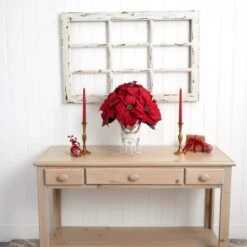 21in. H Red Poinsettia With Metal Planter Silk Flower Arrangement -Christmas Decor Shop nearly natural artificial christmas plants 1267 1f 1000