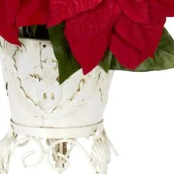 21in. H Red Poinsettia With Metal Planter Silk Flower Arrangement -Christmas Decor Shop nearly natural artificial christmas plants 1267 4f 1000