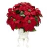 21in. H Red Poinsettia With Metal Planter Silk Flower Arrangement -Christmas Decor Shop nearly natural artificial christmas plants 1267 64 1000