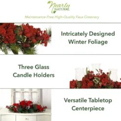 30 In. Holiday Hydrangea Candelabrum -Christmas Decor Shop nearly natural christmas candles 4659 40 1000