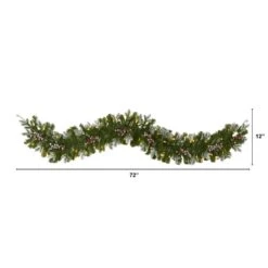 6 Ft. Pre-Lit Snow Tipped Artificial Christmas Garland With 50 Warm White LED Lights And Berries -Christmas Decor Shop nearly natural christmas garland 4464 c3 1000