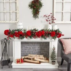 6 Ft. Holiday Artificial Hydrangea Garland -Christmas Decor Shop nearly natural christmas garland 4663 31 1000