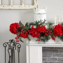 6 Ft. Holiday Artificial Hydrangea Garland -Christmas Decor Shop nearly natural christmas garland 4663 4f 1000