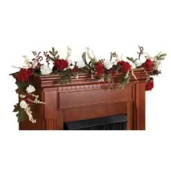 6 Ft. Hydrangea Garland With White Roses -Christmas Decor Shop nearly natural christmas garland 4900 e1 1000
