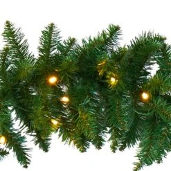 9 Ft. Battery Operated Pre-lit Artificial Christmas Pine Garland With 50 Warm White LED Lights -Christmas Decor Shop nearly natural christmas garland w1100 1f 1000