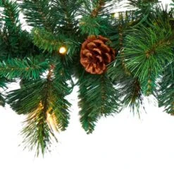 6 Ft. Battery Operated Pre-lit Mixed Pine And Pinecone Artificial Garland With 35 Clear LED Lights 13 6 Ft. Battery Operated Pre-lit Mixed Pine And Pinecone Artificial Garland With 35 Clear LED Lights -Christmas Decor Shop nearly natural christmas garland w1103 1f 1000