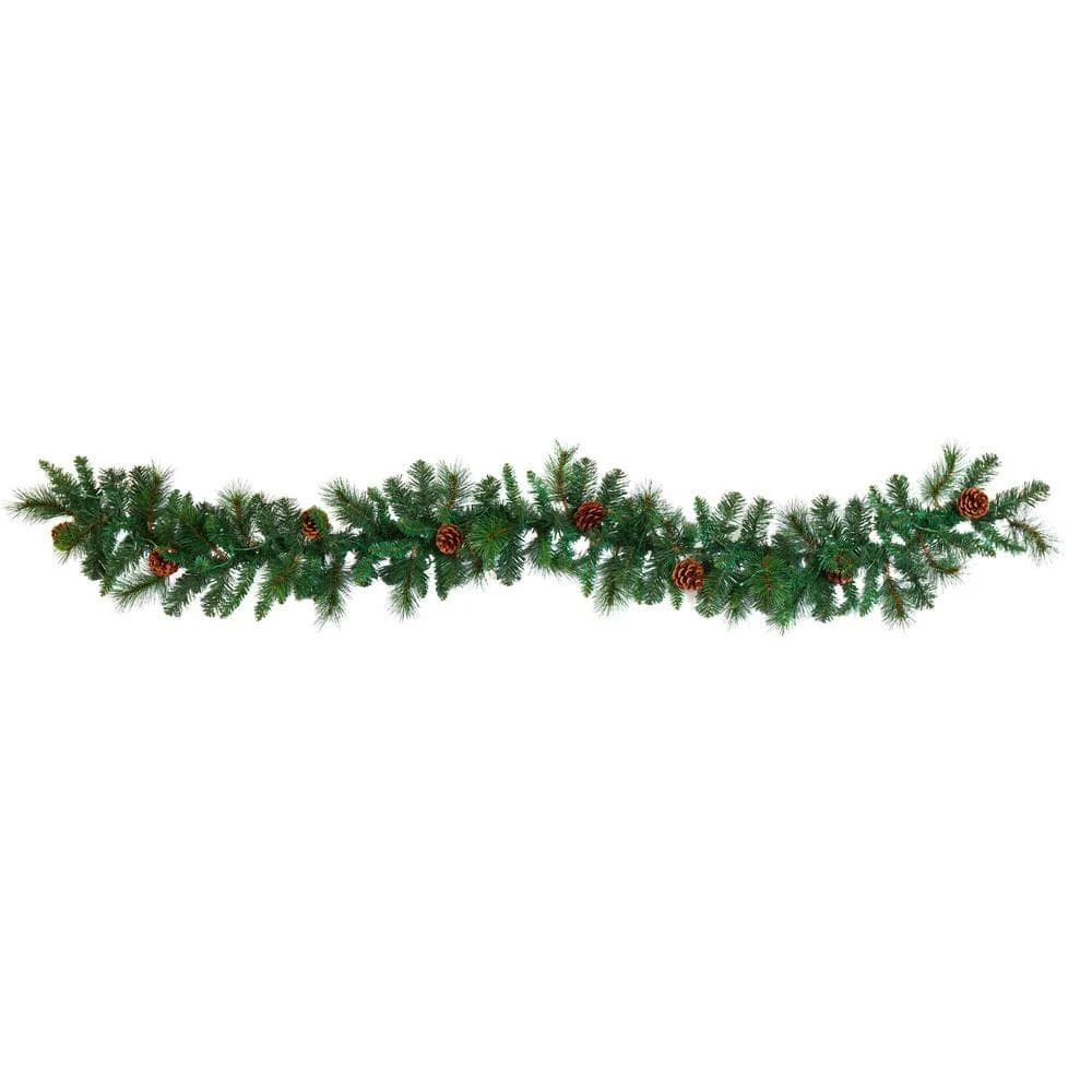 6 Ft. Battery Operated Pre-lit Mixed Pine And Pinecone Artificial Garland With 35 Clear LED Lights 6 6 Ft. Battery Operated Pre-lit Mixed Pine And Pinecone Artificial Garland With 35 Clear LED Lights - Image 4