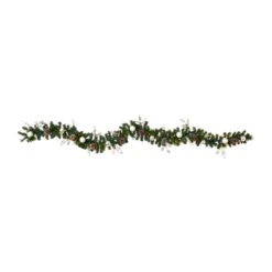 9 Ft. Battery Operated Pre-lit Ornament And Pinecone Artificial Christmas Garland With 50 Clear LED Lights
