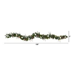 9 Ft. Battery Operated Pre-lit Ornament And Pinecone Artificial Christmas Garland With 50 Clear LED Lights -Christmas Decor Shop nearly natural christmas garland w1106 c3 1000