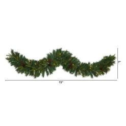 6 Ft. Battery Operated Pre-lit Mixed Pine Artificial Christmas Garland With 35 Clear LED Lights, Berries And Pinecones -Christmas Decor Shop nearly natural christmas garland w1108 c3 1000