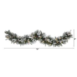 6 Ft. Battery Operated Pre-lit Flocked Mixed Pine Artificial Christmas Garland With 50 LED Lights, Pine Cones, Berries 9 6 Ft. Battery Operated Pre-lit Flocked Mixed Pine Artificial Christmas Garland With 50 LED Lights, Pine Cones, Berries -Christmas Decor Shop nearly natural christmas garland w1130 c3 1000
