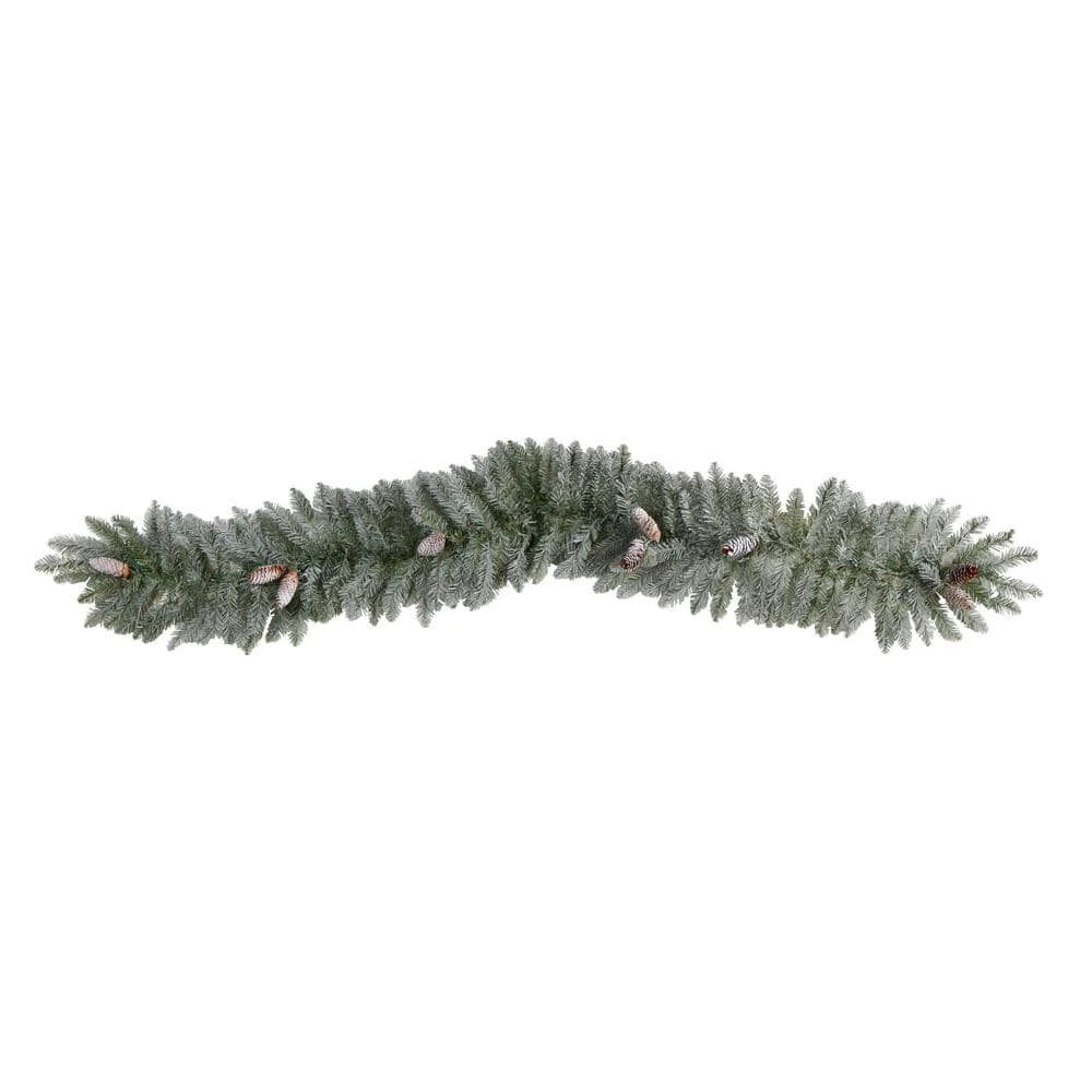 6 Ft. Pre-lit LED Frosted Artificial Christmas Garland With Pinecones And 50 Warm White LED Lights 5 6 Ft. Pre-lit LED Frosted Artificial Christmas Garland With Pinecones And 50 Warm White LED Lights - Image 3
