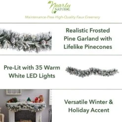 6 Ft. Pre-lit LED Flocked Artificial Christmas Garland With Pine Cones And 35 Warm White LED Lights -Christmas Decor Shop nearly natural christmas garland w1309 40 1000