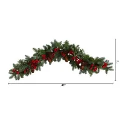 40 In. Unlit Artificial Pines, Red Berries And Pinecones Artificial Christmas Garland -Christmas Decor Shop nearly natural christmas garland w1316 c3 1000