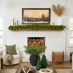 9 Ft. Pre-Lit Artificial Real Touch Norfolk Island Pine Garland With 50-Warm White LED Lights And Natural Look -Christmas Decor Shop nearly natural christmas garland w1394 31 1000