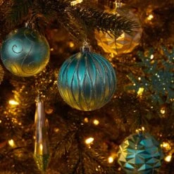 Holiday 3 In. To 6 In. Blue Shatterproof Christmas Tree Ornament Box Set With Reusable Tray (52-Count) -Christmas Decor Shop nearly natural christmas ornament sets d1003 bl 1f 1000