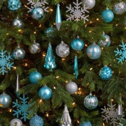 Holiday 3 In. To 6 In. Blue Shatterproof Christmas Tree Ornament Box Set With Reusable Tray (52-Count) -Christmas Decor Shop nearly natural christmas ornament sets d1003 bl 44 1000