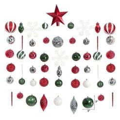 Holiday Deluxe 3.0 In. Multicolor Shatterproof Assorted Ornaments (100-Pack) -Christmas Decor Shop nearly natural christmas ornament sets d1034 c3 1000