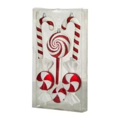 7 In. Shatterproof Assorted Candy Cane Holiday Christmas Deluxe Ornament (6-Pack) -Christmas Decor Shop nearly natural christmas ornament sets d1050 1f 1000
