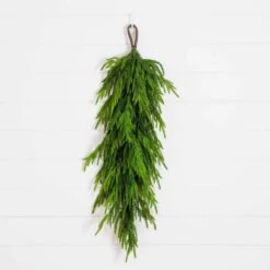 3 Ft. Artificial Real Touch Norfolk Island Pine Teardrop With Natural Look -Christmas Decor Shop nearly natural christmas swag w1400 44 1000