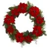 36 In. Artificial Poinsettia And Pine Wreath -Christmas Decor Shop nearly natural christmas wreaths 4202 64 1000