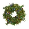 24 In. Green Pre-Lit LED Mixed Pine Artificial Christmas Wreath With 50 Multi-Colored Lights Berries And Pine Cones 2 24 In. Green Pre-Lit LED Mixed Pine Artificial Christmas Wreath With 50 Multi-Colored Lights Berries And Pine Cones -Christmas Decor Shop nearly natural christmas wreaths 4454 64 1000
