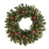 24 In. Pre-Lit Frosted Artificial Christmas Wreath With 50 Warm White LED Lights Ornaments And Berries -Christmas Decor Shop nearly natural christmas wreaths 4455 64 1000
