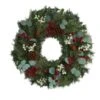 24 In. Eucalyptus And Pine Artificial Wreath With Berries And Pine Cones -Christmas Decor Shop nearly natural christmas wreaths 4506 64 1000