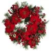 24in. Artificial Poinsettia Wreath -Christmas Decor Shop nearly natural christmas wreaths 4660 64 1000