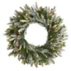 24 In. Pre-Lit Snowed Artificial Christmas Wreath With 50 Warm White LED Lights And Pine Cones -Christmas Decor Shop nearly natural christmas wreaths 4784 64 1000