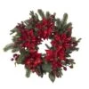 24 In. Artificial Wreath With Poinsettias And Berries -Christmas Decor Shop nearly natural christmas wreaths 4919 64 1000