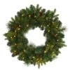 24 In. Pre-Lit Mixed Pine Artificial Christmas Wreath With 35 Clear LED Lights And Pinecones -Christmas Decor Shop nearly natural christmas wreaths w1114 64 1000
