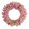 24 In. Pink Pre-Lit Artificial Christmas Wreath With 35 LED Lights And Ornaments 2 24 In. Pink Pre-Lit Artificial Christmas Wreath With 35 LED Lights And Ornaments -Christmas Decor Shop nearly natural christmas wreaths w1119 64 1000