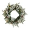 20 In. Pre-Lit Flocked Mixed Pine Artificial Christmas Wreath With 50 LED Lights, Pine Cones And Berries -Christmas Decor Shop nearly natural christmas wreaths w1129 64 1000