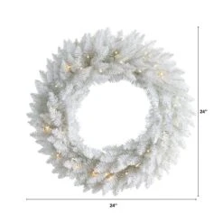 24 In. Prelit LED Colorado Spruce Artificial Christmas Wreath With 179 Bendable Branches And 35 Warm LED Lights -Christmas Decor Shop nearly natural christmas wreaths w1174 c3 1000