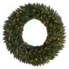 48 In. Prelit LED Large Flocked Artificial Christmas Wreath With Pinecones, Berries, 150 Clear LED Lights -Christmas Decor Shop nearly natural christmas wreaths w1286 64 1000