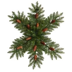 30 In. Prelit LED Dunhill Fir Snowflake Artificial Christmas Wreath With Pinecones And 40 LED Lights -Christmas Decor Shop nearly natural christmas wreaths w1290 4f 1000