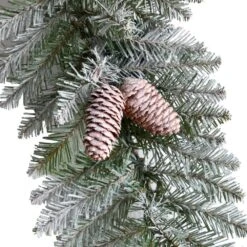 36 In. Prelit LED Geometric Diamond Frosted Artificial Christmas Wreath With Pinecones And 50 Warm White LED Lights -Christmas Decor Shop nearly natural christmas wreaths w1293 44 1000