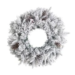 20 In. Prelit LED Flocked Artificial Christmas Wreath With 35 Warm White LED Lights -Christmas Decor Shop nearly natural christmas wreaths w1304 1f 1000