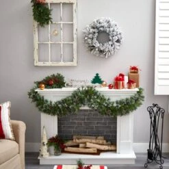 20 In. Prelit LED Flocked Artificial Christmas Wreath With 35 Warm White LED Lights -Christmas Decor Shop nearly natural christmas wreaths w1304 fa 1000