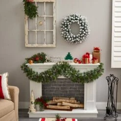 24 In. Prelit LED Flocked Artificial Christmas Wreath With 160 Bendable Branches And 35 Warm White LED Lights 15 24 In. Prelit LED Flocked Artificial Christmas Wreath With 160 Bendable Branches And 35 Warm White LED Lights -Christmas Decor Shop nearly natural christmas wreaths w1306 76 1000