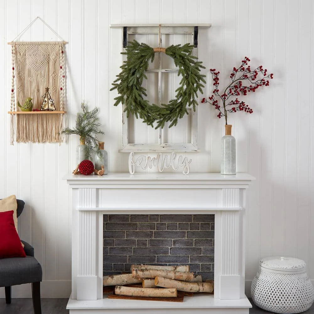 24 In. Prelit Holiday Pine Artificial Christmas Wreath Cascading 8 24 In. Prelit Holiday Pine Artificial Christmas Wreath Cascading - Image 6