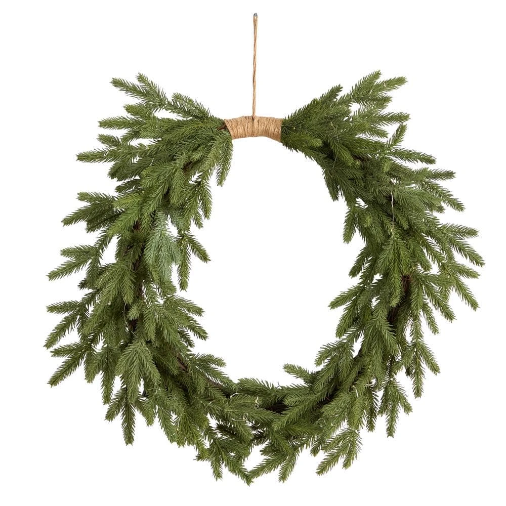 24 In. Prelit Holiday Pine Artificial Christmas Wreath Cascading 6 24 In. Prelit Holiday Pine Artificial Christmas Wreath Cascading - Image 4