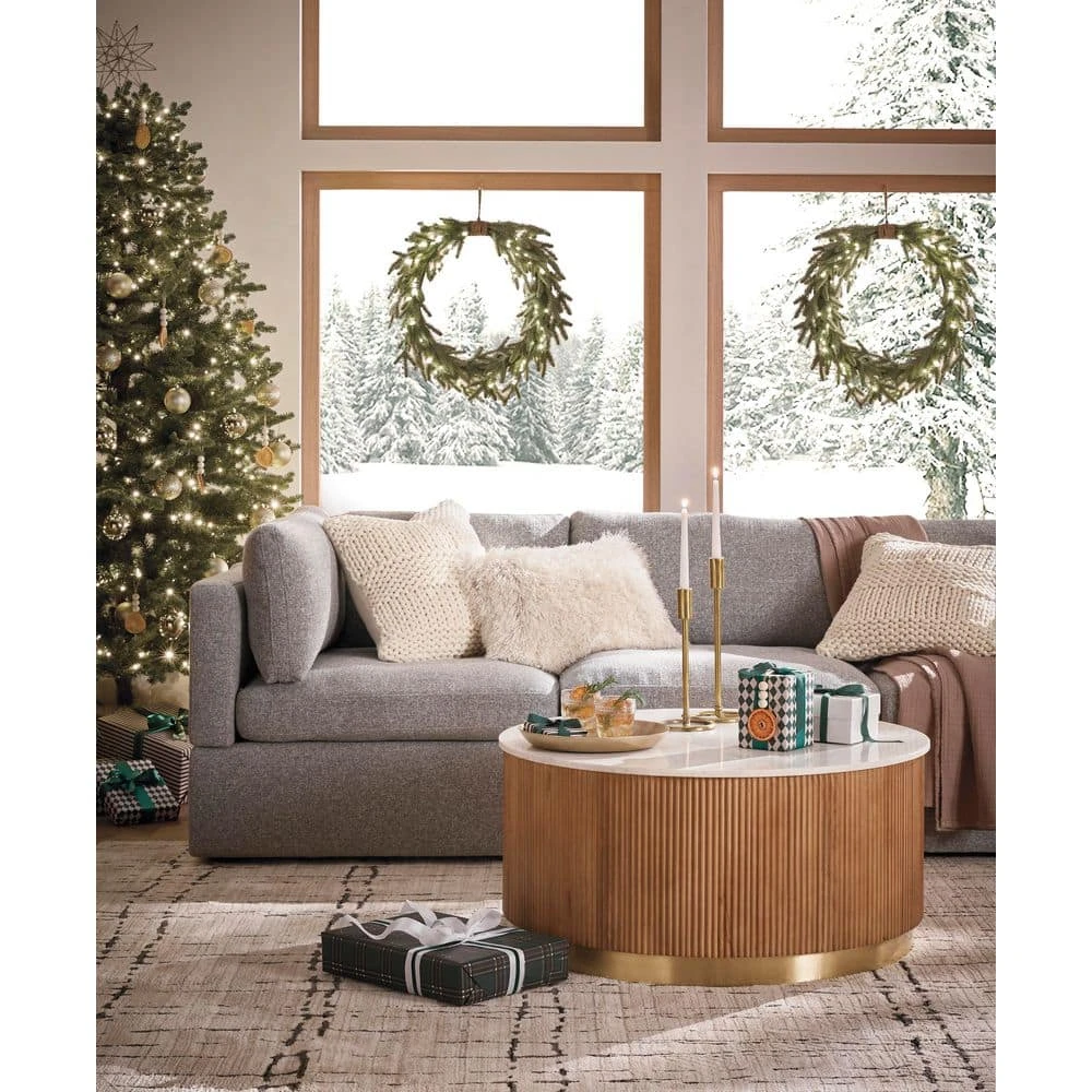 24 In. Prelit Holiday Pine Artificial Christmas Wreath Cascading 4 24 In. Prelit Holiday Pine Artificial Christmas Wreath Cascading - Image 2