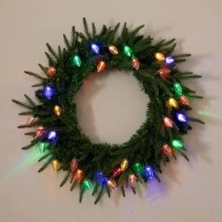 24 In. Pre-Lit Luxembourg Pine Artificial Christmas Wreath With 35-Multicolored Traditional Bulb LED Lights 25 24 In. Pre-Lit Luxembourg Pine Artificial Christmas Wreath With 35-Multicolored Traditional Bulb LED Lights -Christmas Decor Shop nearly natural christmas wreaths w1383 44 1000