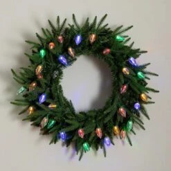 24 In. Pre-Lit Luxembourg Pine Artificial Christmas Wreath With 35-Multicolored Traditional Bulb LED Lights 27 24 In. Pre-Lit Luxembourg Pine Artificial Christmas Wreath With 35-Multicolored Traditional Bulb LED Lights -Christmas Decor Shop nearly natural christmas wreaths w1383 76 1000